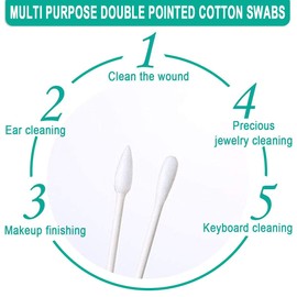 400 Pieces Cotton Buds Individually Wrapped Cotton Buds Individually Wrapped Double Tip Cotton Buds Paper Sticks Cotton Buds (White, Round/Pointed End)