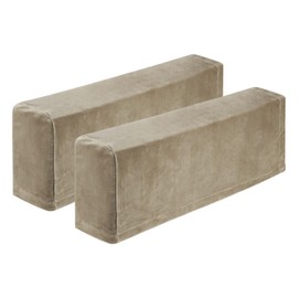 uxcell 2Pcs Stretch Armrest Covers, Polyester Soft Armchair Slipcovers Couch Recliner Arm Cover for Chair Sofa Protector, Khaki