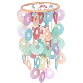 GURU SHOP Round Shell Wind Chime – Colourful, Multicoloured, Shell Discs, 40 x 15 x 15 cm, Wind Chimes & Wind Chimes
