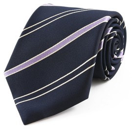 Michi Kolondon Brand Necktie, Made in Japan, 100% Silk, Regimen Stripe, Regular Size, Pattern A: Black