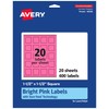 Avery Printable Square Labels with Sure Feed Technology, 1-1/2" x