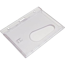 PCL Media ltd Clear Enclosed Rigid with Ejection Slot Closed Faced ID Card Badge Holders Single Sided Horizontal/Landscape Identity Plastic Pass Protector - Holds a 86mm 54mm cr80 Credit Card Sized