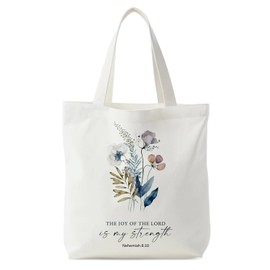Onperpoe Flowers Bible Tote Bag, Christian Gifts for Women, Reusable Canvas Tote Bag, Religious Christian Gifts for Womens Her Friends