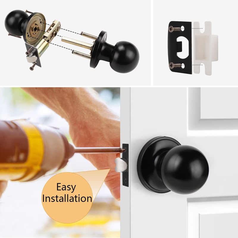 Probrico Round Ball Interior Door Knobs, Passage Door Knobs for