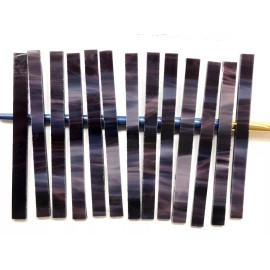 Handmade 1/2 lb Dark Purple & White Wispy Stained Glass mosaic Strips Tiles Handcut in US