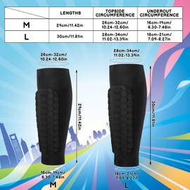 Newofview 2 Paar Shindefender Shin Guards, Sport Shin Protector Schwarz Fußball Schienbeinschoner Shin Pads Cover für Männer, Frauen und Jugendliche(M)