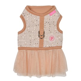 Pinkaholic New York Milena Dog Dress Harness Fashionable Cute Spring Summer Harness for Small Dogs, Beige, Large