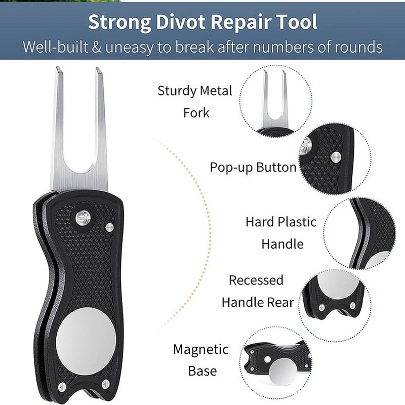 FUZVOL Golf Divot Repair Tool, Divot Tool with Pop-up Button,