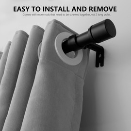 Curtain Rod Brackets Adjustable, 4 Pack Premium Rod Brackets for Wall, Curtain Rod Holder, Drapery Rod Holders Hardware Window Curtain Rod Support Hanger for 1 Inch Rod, Black