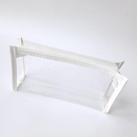 Transparent Pouch White PVC Standing Pencil Case / 투명 파우치 화이트 PVC 스탠딩 필통 펜슬케이스