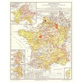 Historic Map - 1906 Frankreich vom XV. Jahrhundert bis Zum Frieden von Luneville, 1801 - Vintage Wall Art - 18in x 24in