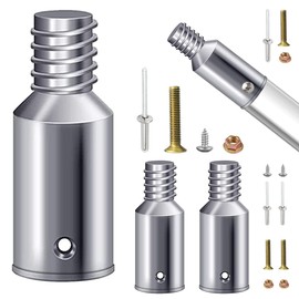 Anranmm Threaded Tip Replacement Ultra Threaded Tip Repair Kit Aluminum Extension Pole End Adapter Metal Handle Tips for 1 Inch Wood Metal Pole Stick Mop Broom Brush (4 Pack)