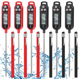 Copkim Meat Thermometer Food Thermometer with Probe Water Liquid Instant Read Digital Thermometer Cooking Thermometer Supplies BBQ Kitchen Thermometer for Cooking Milk Yogurt (Red,Black)