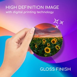 1 x Round Coaster - Sunflowers Field Sunset Flowers Cork Backed MDF Glossy Tea Coffee Accessory #14370