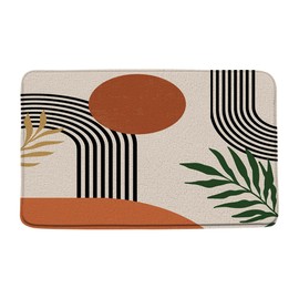 Boho Bath Mat Mid Century Aesthetic Minimalism Cute Abstract Modern Contemporary Art Terracotta Bathroom Microfiber Memory Foam Bathroom Rug Doormat Kitchen Toilet Floor Rug
