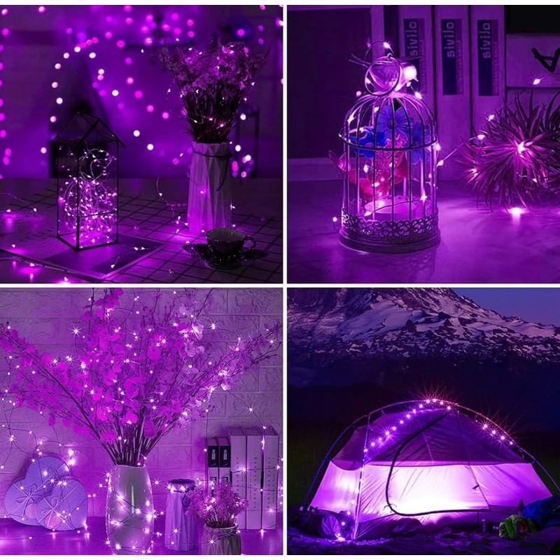 Volunx USB Purple Fairy Lights 2/5/10m Copper USB Plug in,