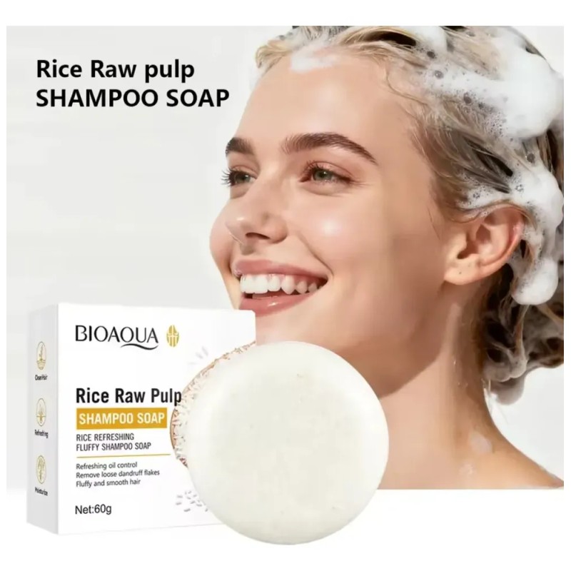 Shampoo En Barra Extracto De Arroz Limpieza Caspa Antifriz