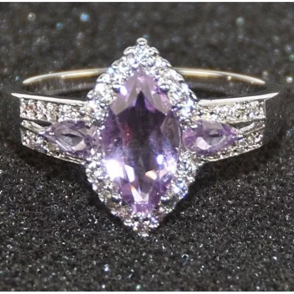 Unbranded Size 10 Handmade Genuine 2.50ctw Amethyst & CZ Around