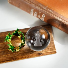 2.3in 3D Crystal Guardian Mother Angel Ball Figurine with Rose Base Laser Engraved Glass Angel Memorial Gifts for Mom Women