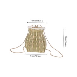 BUGUUYO Handwoven Bamboo Knapsack for Boys and Girls Cute Multi-purpose Storage Basket Natural Bamboo Ethnic Backpack for Boy Girl and Craft Projects Safe and