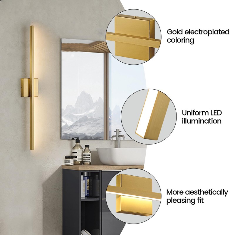 Epinl Gold Vanity Lights for Bathroom - 31.5 inch Brushed