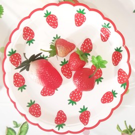 MaitianGuyou 80PCS Strawberry Party Tableware Set - 7 Inch Disposable Paper Plates and Napkins for Summer Fruit Birthday Supplies Baby Shower 1st Birthday Kids Party Decorations