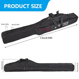 SUNOYA Fishing Bag Rod Bag, Fishing Rod Bag with 3 Compartments, 150 cm Rod Case, Fishing Rod Bag, Folding Fishing Rod Bag, Fishing Rod Tools, Storage Bag (Black), black, fishing bag rod bag