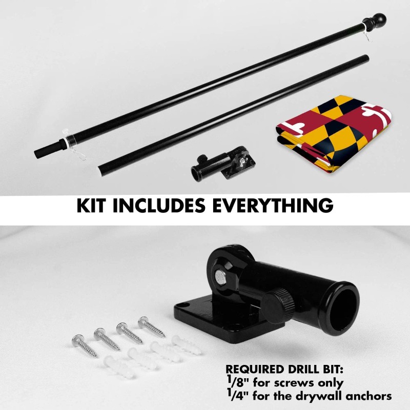 UD_G128 Combo Pack: 6 Ft Tangle Free Spinning Flagpole (Black)