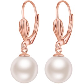Pearl Earrings Rose Gold Pearl Earrings Pearl Leverback Earrings Silver Pearl Drop Earrings Pearl Dangle Earrings Pearl Diamond Earrings White Pearl Earrings,Leverback Pearl Earrings Women