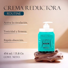 Marie d’Argan Crema Corporal Reductora Lipo Routine 454 ml, Efecto Frío Reafirmante y Anticelulitis, Con Centella Asiática, Hamamelis y Dermochlorella