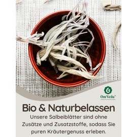 Organic sage tea 200 g - sage leaves cut and natural - ideal for tea preparations - rich in taste and quality - aromatic herbal tea - OmVeda