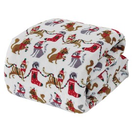 NobleHouse Velvet Touch Holiday Throw Fleece Blanket (50" x 60") - Ornaments