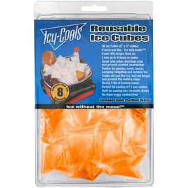 Icy Cools Reusable Ice Cubes Made In USA- Clear- 3 Pack (1, ORANGE)