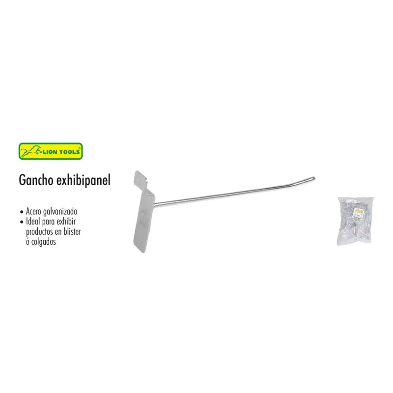 Lion Tools Gancho Cromo 25 Piezas P/panel Ranurado Exhibipanel
