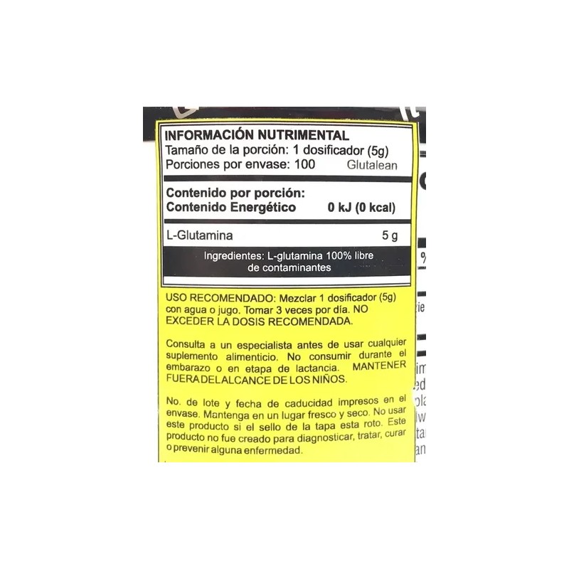 Glutamina Labrada Glutalean 500 Gramos - 100 Porciones