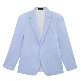 JOYLYJOME Mens Seersucker Suits Regular Fit 2 Piece Solid Pin Stripe Suits for Men Summer Beach Wedding Outfits Formal Casual Grooms Light Blue S