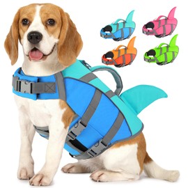 Doglay Dog Life Jacket with Shark Fin, Superior Buoyancy Dog Life Vest with Rescue Handle & Reflective Stripes, Ripstop Pet Preserver Swim Vest for Small Medium Large Dogs