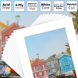 MBC MAT BOARD CENTER, Pack of 10-5x7 Pre-Cut 4x6 - White Mats - for Pictures, Photos, Framing - Kit Includes: 10 White Backboards and 10 Clear Bags - Acid Free, 4-ply Thickness, White Core