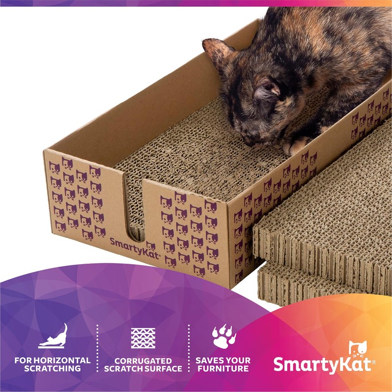 SmartyKat Super Scratcher & Stacker Box, Wide Corrugated Cat Scratcher