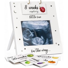 AOZBZ Birth Milestones Photo, Commemorative Wooden, Frame Bedroom Ornament Picture Frame Baby Growth Commemorative Photo Baby Frame, Sturdy and durable, with number plate, for Newlyweds(Week)