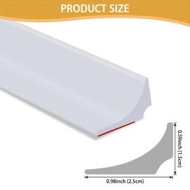 Soengsau Peel and Stick Splash Guard for Countertop, Shower Water Dam Barrier, Waterproof Caulk Seal Strip for Kitchen and Bathroom Sink Cooktop Edge (White, 98" L x 0.59" H)