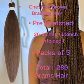 Chestnut Brown Braiding Hair Pre stretched Braiding Hair Extensions