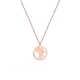 NOUMANDA Fashion Africa Map Necklace Cut Copper Hollow Round Pendant Jewelry (rose gold)