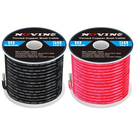 10 Gauge Wire-10 Gauge Marine Wire Tinned Copper Electrical Wire Cable-50FT Red Marine Wire 10AWG + 50FT Black Marine Wire 10 Gauge,10 AWG Wire for Marine Lighting Solar Panel Car Automotive