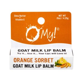 O My! Goat Milk Lip Balm Single Pack .15oz - Orange Sorbet | Natural Goat Milk Lip Balm | Dabs of Shea Butter and Drops of Vitamin E | Leaping Bunny Certified | Handmade in USA
