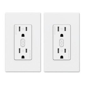 ELEGRP Smart Plug, Smart in-Wall Outlet Compatible with Alexa and Google Assistant, 2.4GHz Wi-Fi Smart Receptacle with Energy Monitoring, No Hub Required, UL Listed, White, 2 Pack