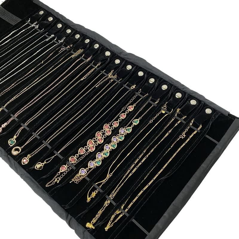 Portable Jewelry Roll Untangled Secure Necklace Travel Storage Bag Displays