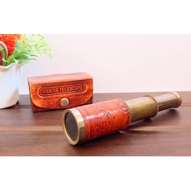 6" Handheld Brass Telescope with Leather Case Pirate Navigation Pocket Telescope - Nautical Collectibles - Kids Telescope - Gift for Kids - Birthday Gift