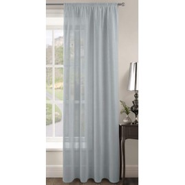 Plain Voile Woven Slot Top Premium Sheer Voile Panel - Internal Door Curtains, Patio Door Curtains, Privacy Window Voiles (Silver, 59" Length x 90" Drop)