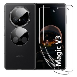 zZjoOoj Screen Protectors for Honor Magic V3, 2 Flexible TPU Film and 2 Metal Camera Protection, Anti-Scratch, [HD Clear]